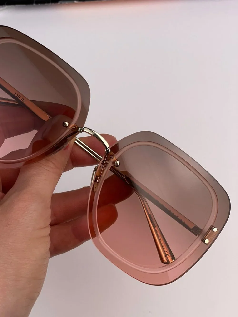 DIOR ULTRADIOR SU B0F2 PINK GOLD SQUARE OVERSIZED SUNGLASSES